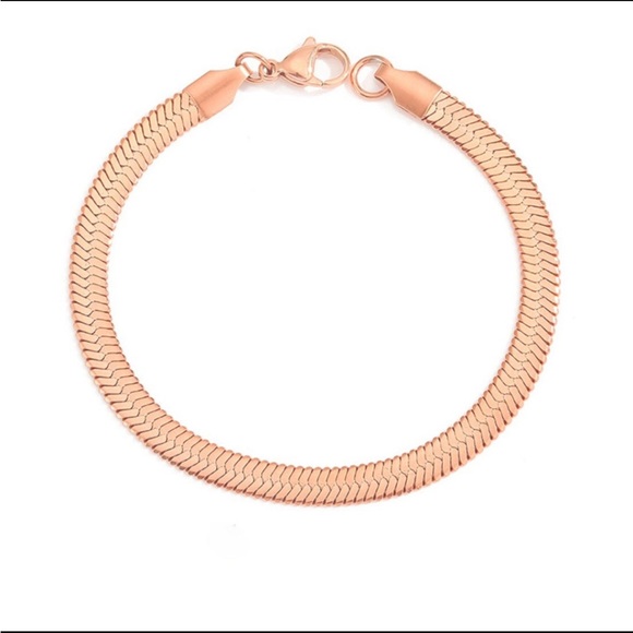 Gold, Silver, and Rose Gold Herringbone Bracelet - Picture 8 of 10